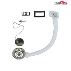 Bonde à bouchon avec trop-plein latéral pour évier grès