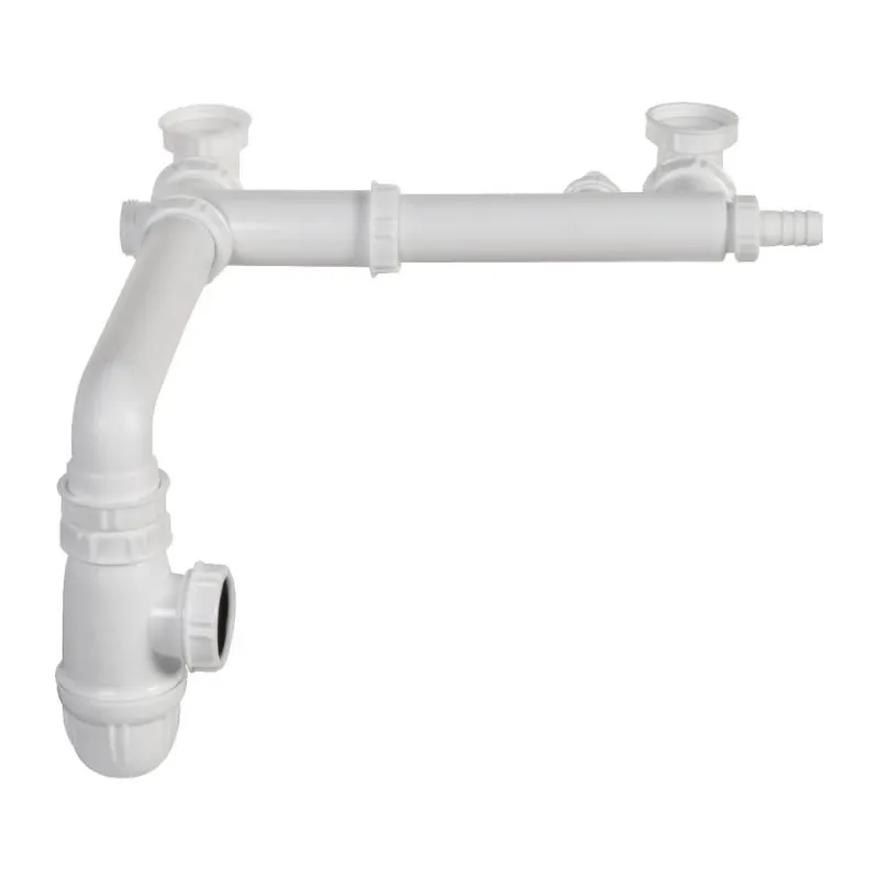 Évacuation pour évier 2 bacs encombrement réduit