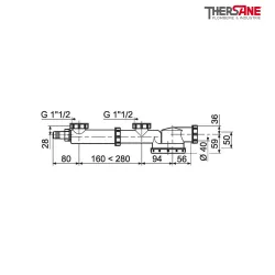 DimensionsTubulure 2 bacs gain de place pour évier réglage de 160 à 280 mm