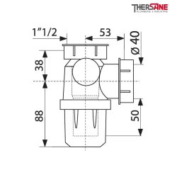 Dimensions Siphon évier non réglable encombrement réduit