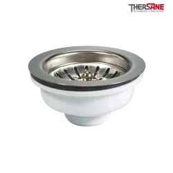 Bonde panier sans trop plein plateau chromé diamètre 114mm