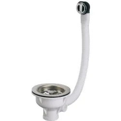 Bonde panier inox 1 cuve avec trop plein plateau inox