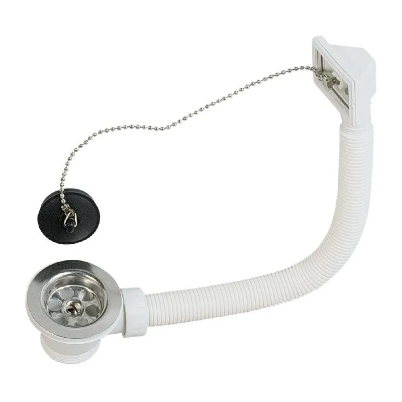 Bonde plastique avec trop plein avec bouchon