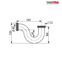 Dimensions Siphon tube laiton chromé Spécial grand débit