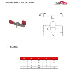DIMENSIONS MANETTE PAPILLON ( en mm ) 705 706 709