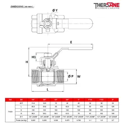 DIMENSIONS ( en mm ) 7143 Robinet à tournant sphérique RBS 2 pièces dégraissé oxygène