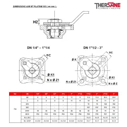 DIMENSIONS AXE ET PLATINE ISO ( en mm ) 733