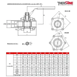DIMENSIONS MODELES A SOUDER B.W. ( en mm ) REF. 797