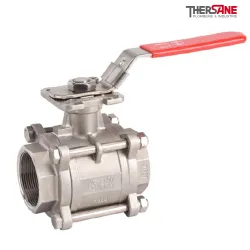 Robinet à tournant sphérique RBS 3 pièces acier inox ASTM A351 CF8M avec platine ISO