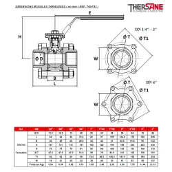 DIMENSIONS MODELES TARAUDEES ( en mm ) REF. 740-743