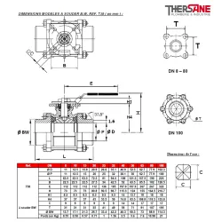 RBS 3 pièces avec platine ISO DIMENSIONS MODELES A SOUDER B.W. REF. 738 ( en mm )