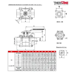 RBS 3 pièces avec platine ISO DIMENSIONS MODELES A SOUDER S.W. REF. 739 ( en mm )