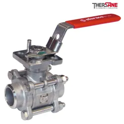 Robinet à tournant sphérique RBS 3 pièces avec platine ISO acier inox ASTM A351 CF8M