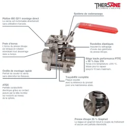 Robinet à tournant sphérique RBS 3 pièces avec platine ISO inox
