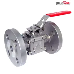 Robinet à tournant sphérique RBS 3 pièces à brides sécurité feu acier inox ASTM A351 CF8M