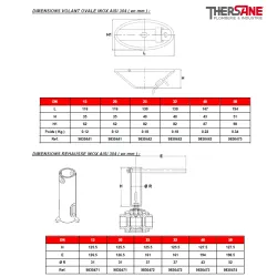 DIMENSIONS VOLANT OVALE et REHAUSSE INOX AISI 304 ( en mm ) 7034