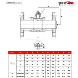 RBS 3 pièces à brides acier inox ASTM A351 CF8M PN 40 DIMENSIONS ( en mm ) 730 731