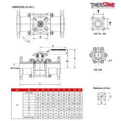 RBS 3 pièces à brides acier ASTM A216 WCB PN 40 avec platine ISO DIMENSIONS ( en mm ) 710