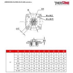 RBS 3 pièces à brides acier inox ASTM A351 CF8M PN 40 avec platine ISO DIMENSIONS PLATINE ISO ET AXE ( en mm ) 710 711