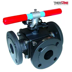 Robinet à tournant sphérique RBS 3 voies à brides acier ASTM A216 WCB PN 16