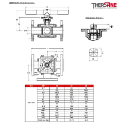 RBS 3 voies à brides acier ASTM A216 WCB PN 16 DIMENSIONS DN 50-80 ( en mm ) 783 784