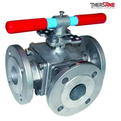 Robinet à tournant sphérique RBS 3 voies à brides acier inox ASTM A351 CF8M PN 16