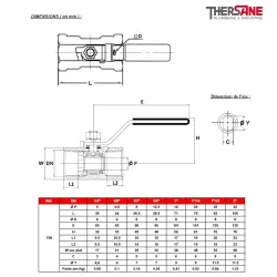 RBS monobloc acier inox ASTM A351 CF8M DIMENSIONS ( en mm ) 708