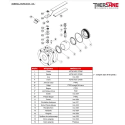 RBS modèle étroit à brides acier inox ASTM A351 CF8M PN 16 NOMENCLATURE DN 65 - 100  771