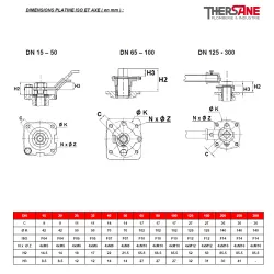 RBS 2 pièces à brides acier ASTM A216 WCB PN 16/40 DIMENSIONS PLATINE ISO ET AXE ( en mm ) 762