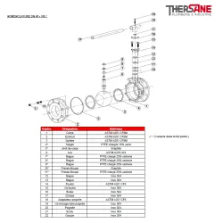 RBS 2 pièces à brides acier inox ASTM A351 CF8M NOMENCLATURE DN 65 - 100 763