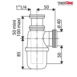 Dimension siphon de lavabo et de vasque en laiton