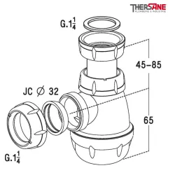 Dimensions siphon de bidet à culot