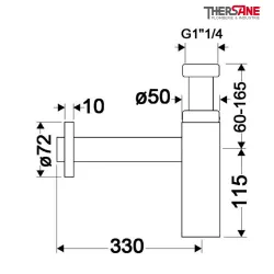 Dimension Siphon de lavabo 1"1/4 chromé