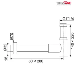 Dimension Siphon de lavabo design chromé