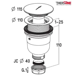 Dimension Bonde verticale pour receveur Ø90