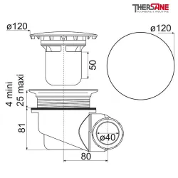 Dimension Bonde de douche horizontale pour receveur Ø90
