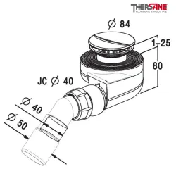 Dimension Bonde grand débit pour receveur grès, acier et acrylique