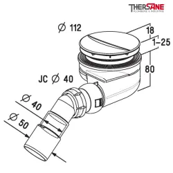 Dimension Bonde grand débit pour receveur Ø90 grès, acier et acrylique
