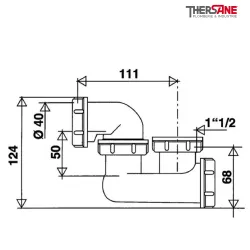 Dimension Siphon pour baignoire avec bouchon de dégorgement