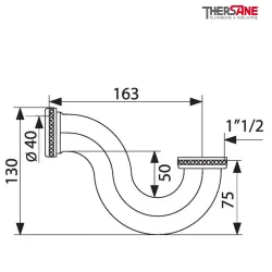 Dimension Siphon pour baignoire en laiton chromé