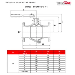 RBS 2 pièces à brides acier ASTM A216 WCB DIMENSIONS DN 125 - 200 778 779