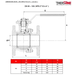 RBS 2 pièces à brides acier ASTM A216 WCB ISO PN20 ANSI 150 DIMENSIONS DN 65 – 100 793
