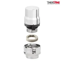 Coffret tête thermostatique chromée, coque chromé et clé de montage