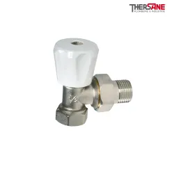 Robinet manuel corps équerre laiton nickelé sans joint mâle gamme "A"