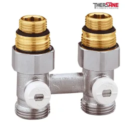 Vannes droites doubles bitube en H pour radiateur à robinetterie intégrée  1/2" et 3/4"
