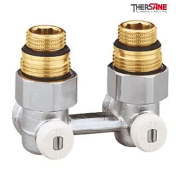 Vannes équerres doubles bitube en H pour radiateur à robinetterie intégrée  1/2" et 3/4"