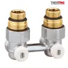 Vannes équerres doubles bitube en H pour radiateur à robinetterie intégrée  1/2" et 3/4"