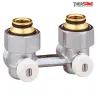 Vannes équerres doubles bitube EUROCÔNE en H pour radiateur à robinetterie intégrée  1/2" et 3/4"