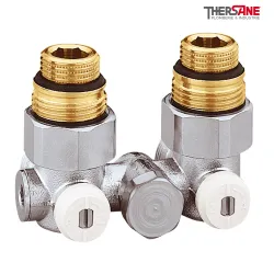 Vannes équerre doubles monotube en H pour radiateur à robinetterie intégrée  1/2" et 3/4"