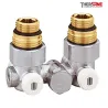 Vannes équerre doubles monotube en H pour radiateur à robinetterie intégrée  1/2" et 3/4"